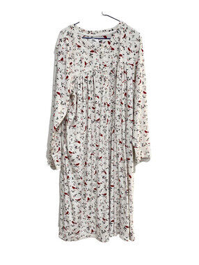 Aria Collection Nightgown Womens Size 2XL Red Cardinal Bird Fleece Pockets Cozy